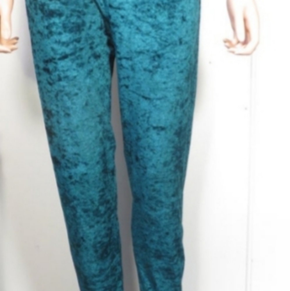 VINTAGE EMERALD VELVET LEGGINGS